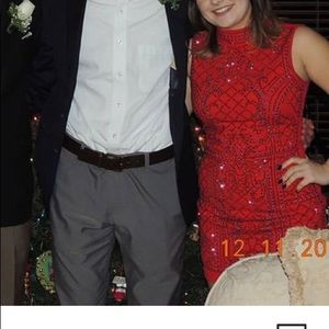 BCBG high neck embellished dress